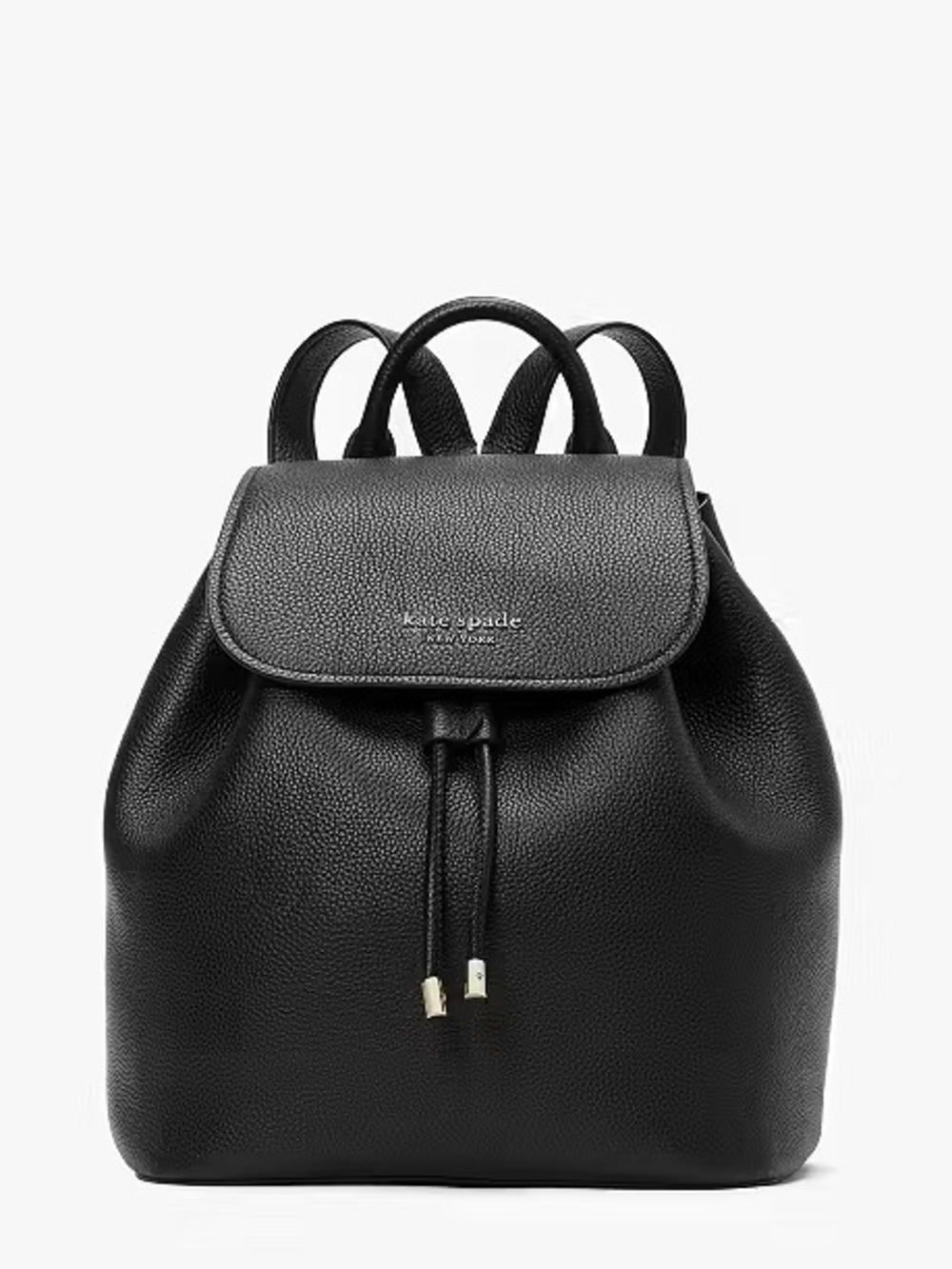 NWT Kate Spade New York Black Pebbled Leather Medium Flap Backpack -MSRP$359♠️ - Picture 3 of 11